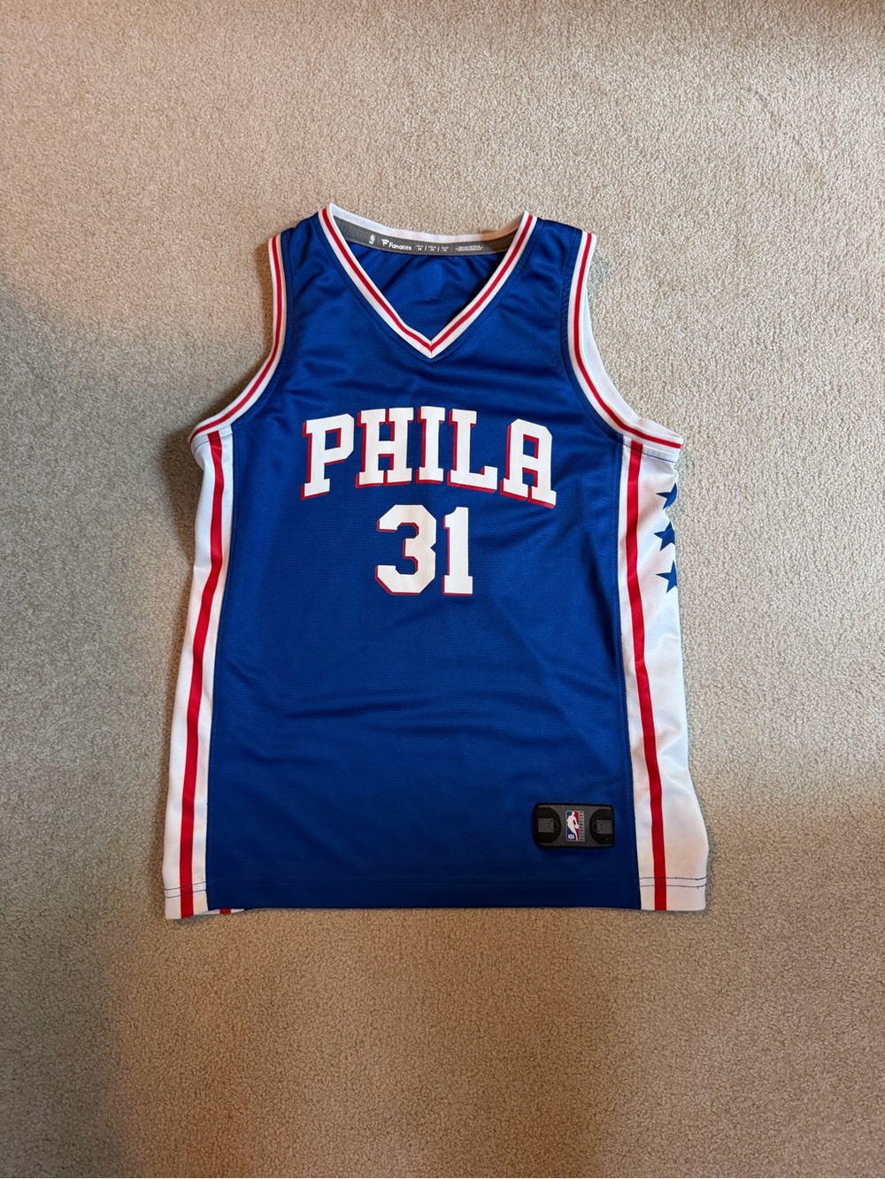 Fanatics Blue PHILA #31 Kids Basketball Jersey with Red & White Trim